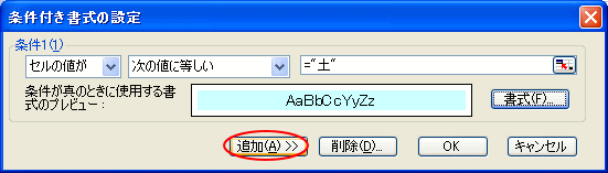 条件付き書式の設定ダイアログボックス