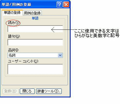 単語/用例の登録