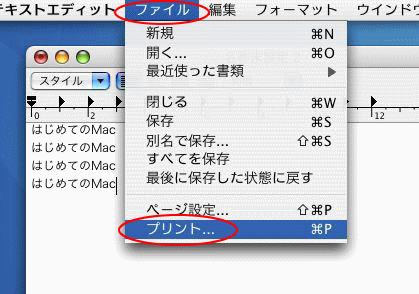 ファイルメニュー(プリント)