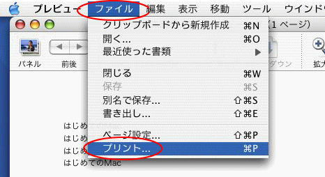 ファイルメニュー(プリント)