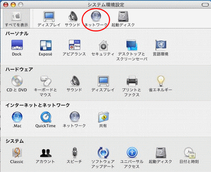 システム環境設定