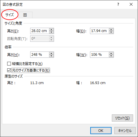 サイズタブ