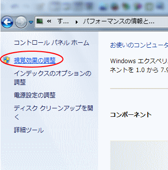 視覚効果の調整