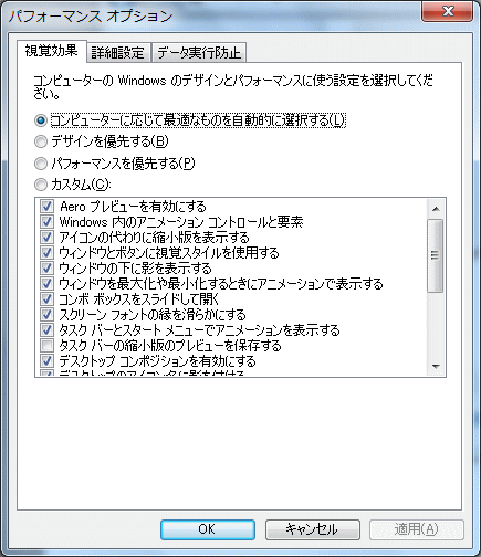 パフォーマンスオプション