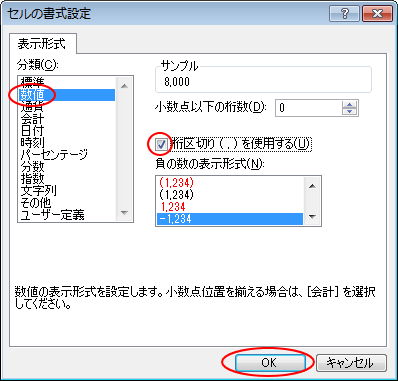 ［セルの書式設定］ダイアログボックス