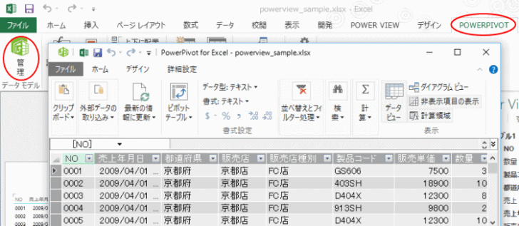 POWERPIVOTの管理