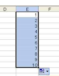 フィルハンドルを下へドラッグして連続データを入力