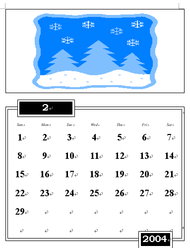 カレンダーウィザードで作成したカレンダー