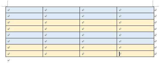 2行ずつ色が異なる縞の表