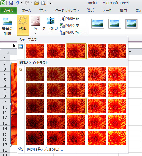 ［修正整］をクリックした時のパネル