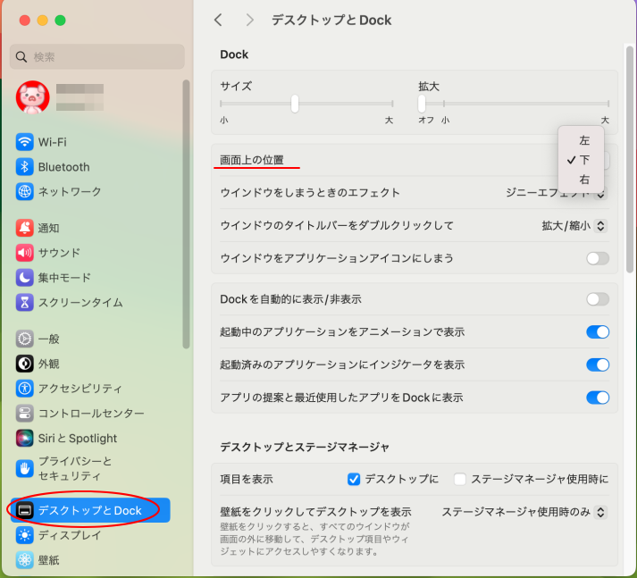 macOS Catalina の環境設定-デスクトップとDock