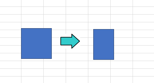 ［Shift］+［←］を4回押すと図形は左右に40％縮小