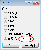 ［ズーム］ダイアログボックスで拡大率を確認