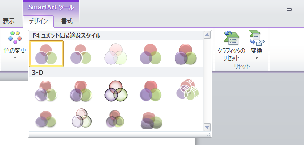 SmartArtの［3D］デザイン