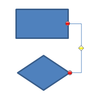 カギ線コネクタで接続された四角形と三角形