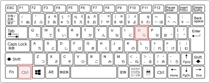 キーボード［Ctrl］+［O］