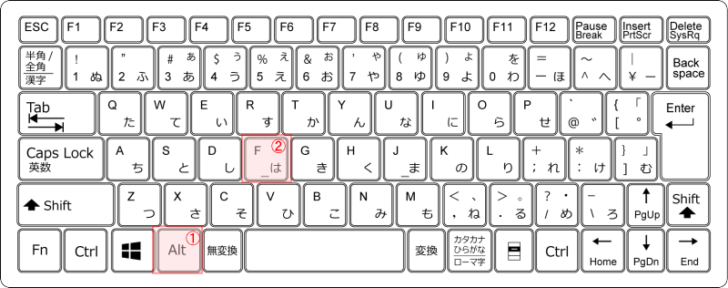 キーボード［Alt］→［F］