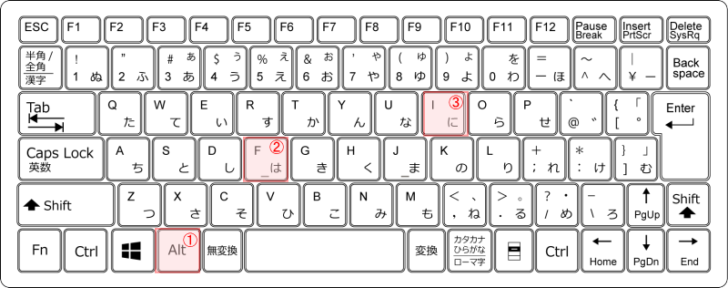 キーボード［Alt］→［F］→［I］