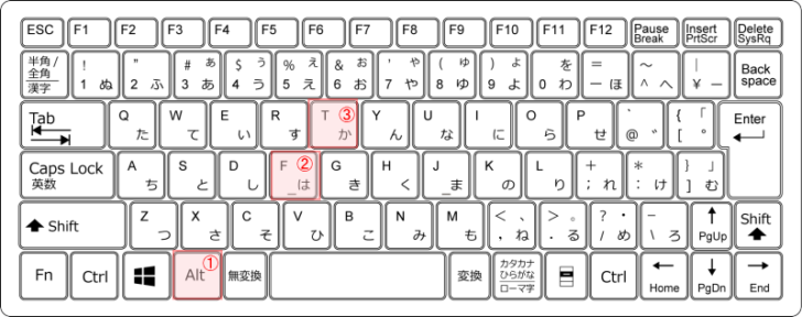 キーボード［Alt］→［F］→［T］