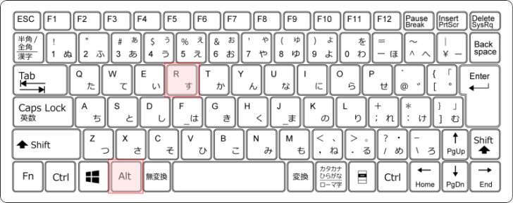 キーボード［Alt］+［R］