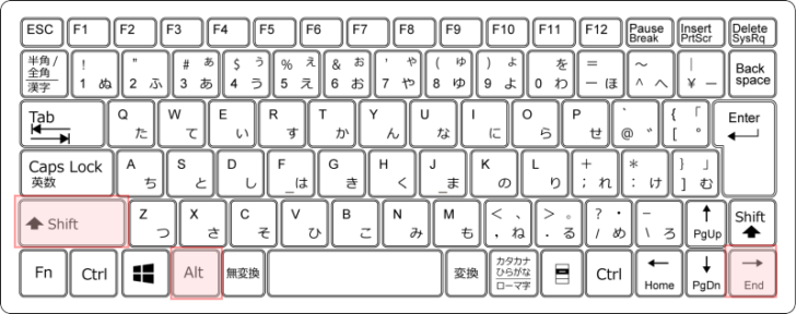 キーボード［Alt] +［Shift］+［M］