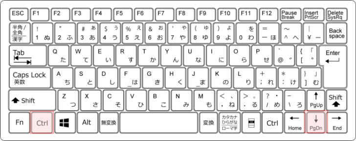 キーボード［Ctrl］+［PageDown］