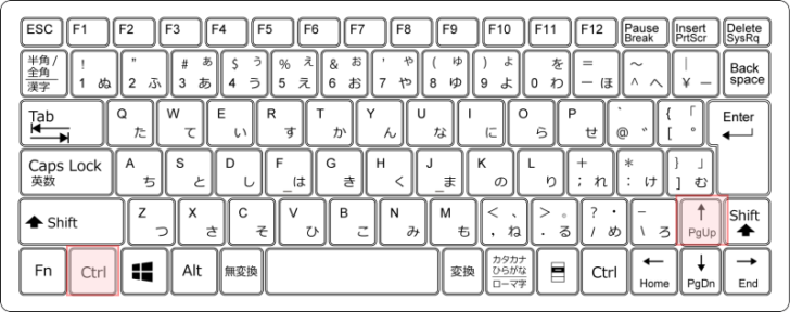 キーボード［Ctrl］+［PageUp］