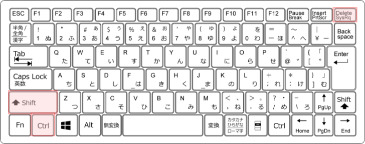 キーボード［Ctrl］+［Shift］+［Dell］