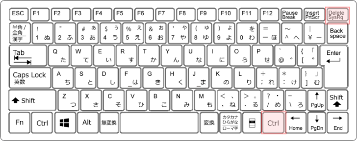 キーボード［Ctrl］+［Delete］