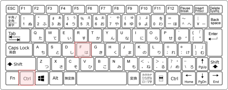 キーボード［Ctrl］+［F］