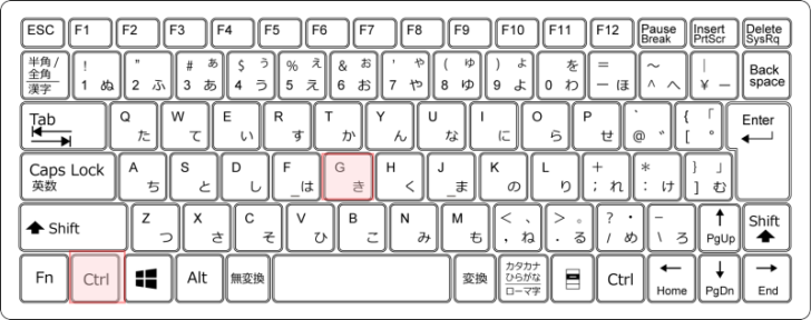 キーボード［Ctrl］+［G］