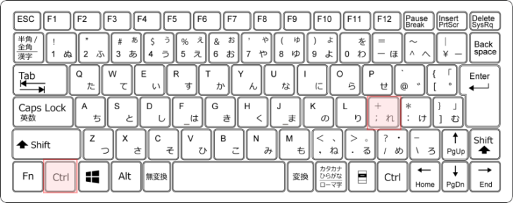 キーボード［Ctrl］+［;］（セミコロン）