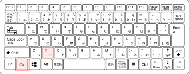 キーボード［Ctrl］+［X］