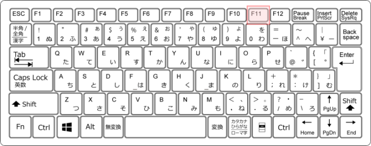 キーボード［F11］