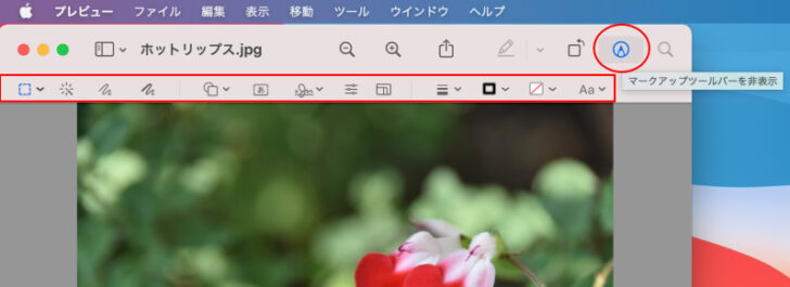 プレビューの［マークアップツールバー］
