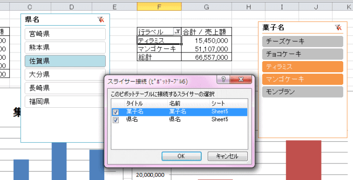 ［スライサー接続］ダイアログボックス