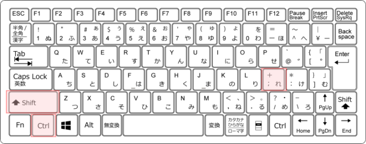 キーボード［Ctrl］ + ［Shift］ + ［;］