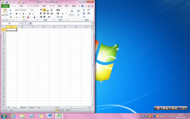 画面の左側半分にExcelウィンドウが表示