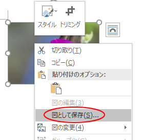 右クリックのショートカットメニュー［図として保存］