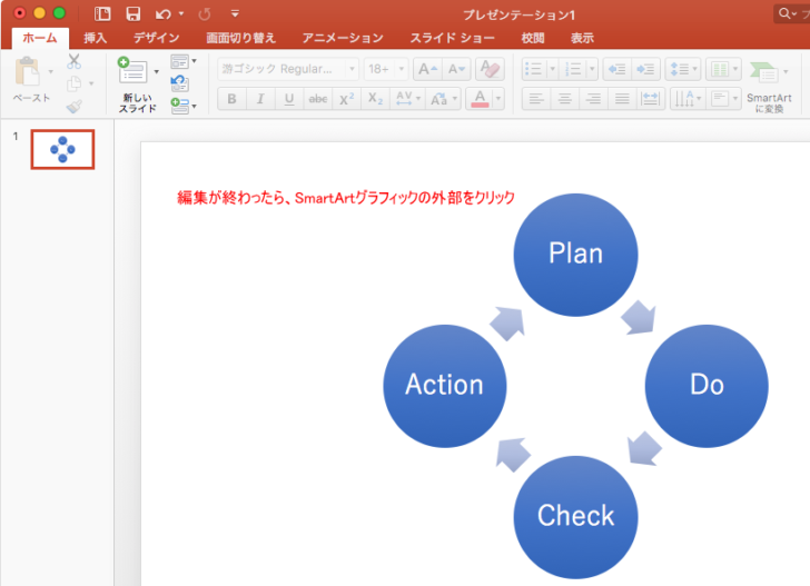 SmartArtグラフィックの完成