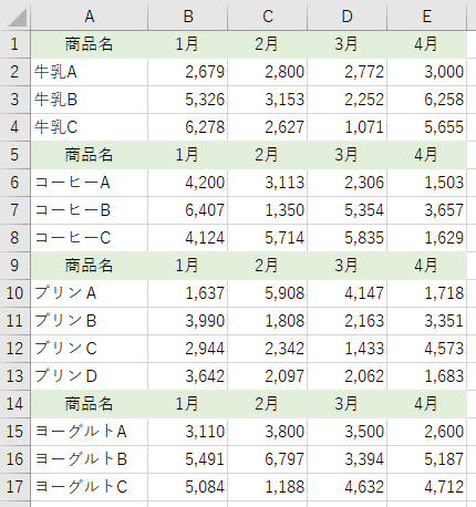 複数行に先頭行をコピー