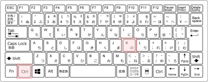 キーボード［Ctrl］+［K］