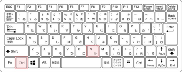 キーボード［Ctrl］+［N］