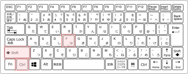 キーボード［Ctrl］+［Shift］+［F］