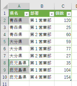 離れたセルを選択