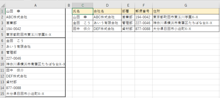 完成した表