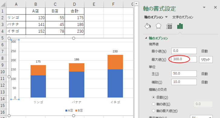 ［最大値］の変更