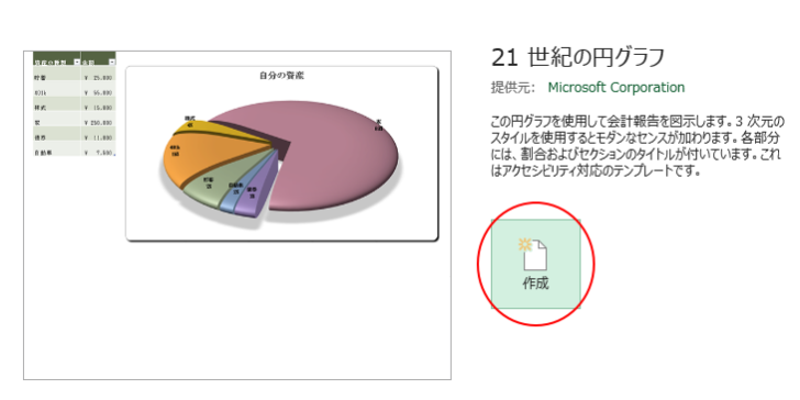 テンプレート［21 世紀の円グラフ］の表示