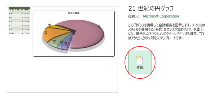 テンプレート［21 世紀の円グラフ］の表示