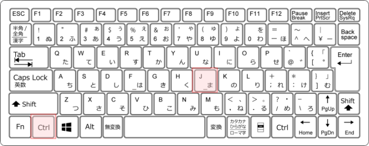 キーボード［Ctrl］+［J］